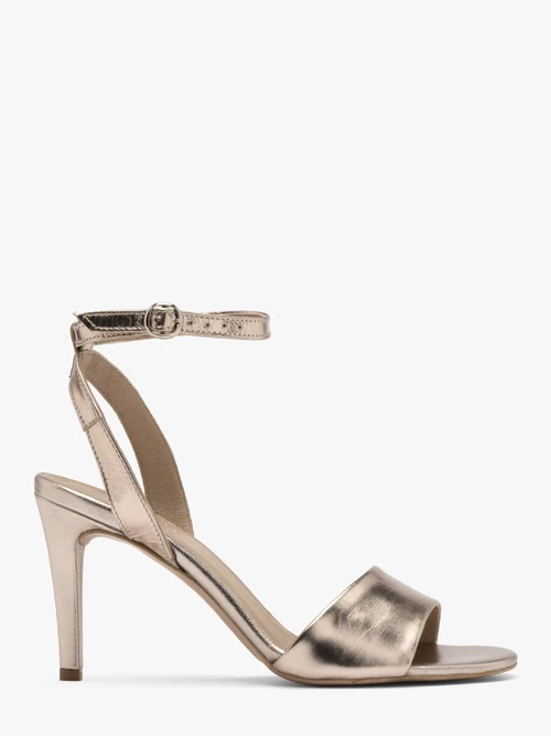 Złote sandały na szpilce