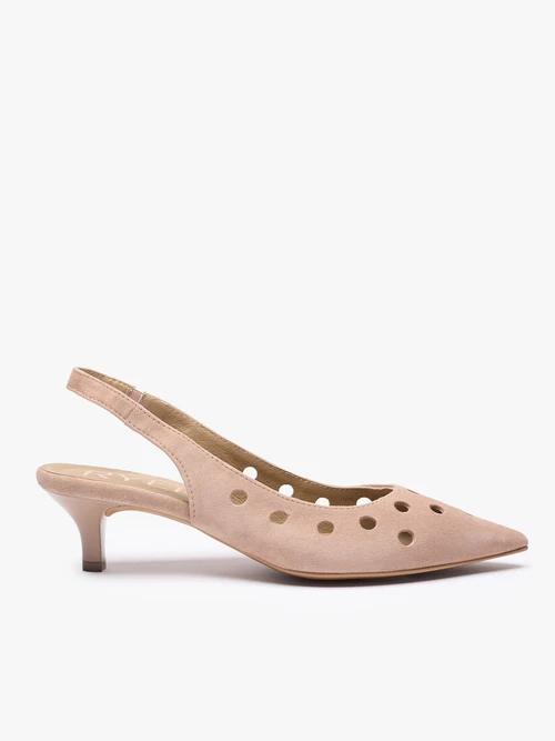 Brudnoróżowe wycinane czółenka bez pięty slingback