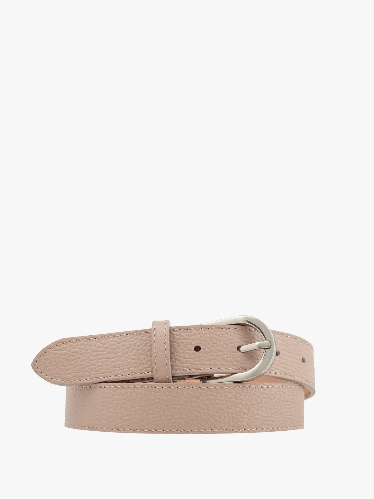 Beżowy pasek damski ze srebrną klamrą PASEK DAMSKI