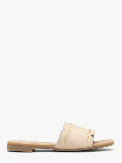 Kremowe skórzane klapki damskie