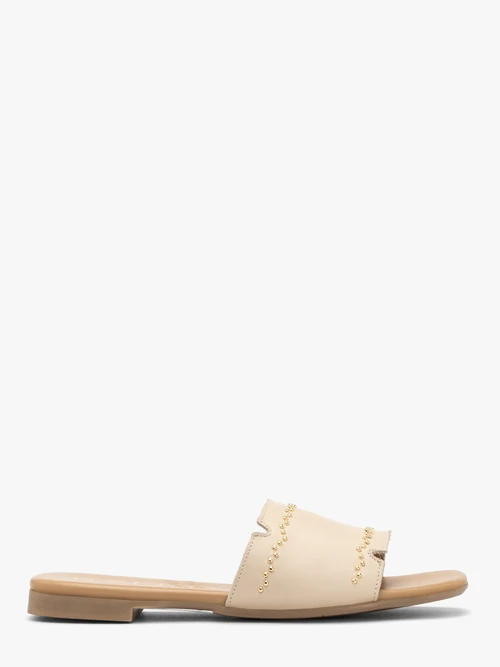 Kremowe skórzane klapki damskie