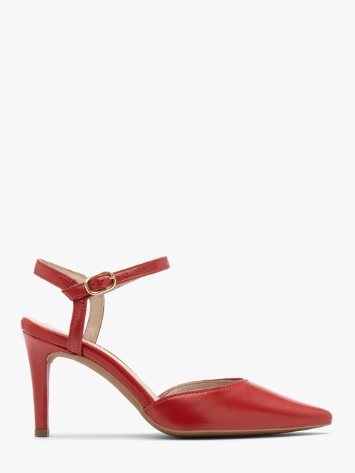 Czerwone czółenka damskie z odkrytą piętą