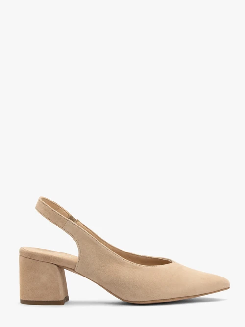 Beżowe czółenka slingback bez pięty