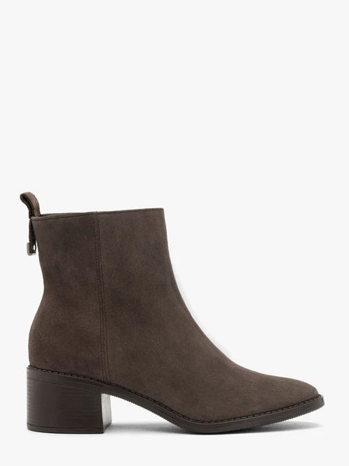 Brązowe ocieplane botki ze skóry welurowej