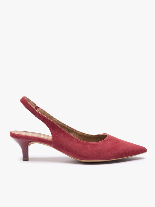 Bordowe czółenka bez pięty slingback