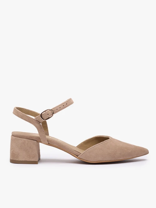 Taupe czółenka bez pięty slingback na słupku