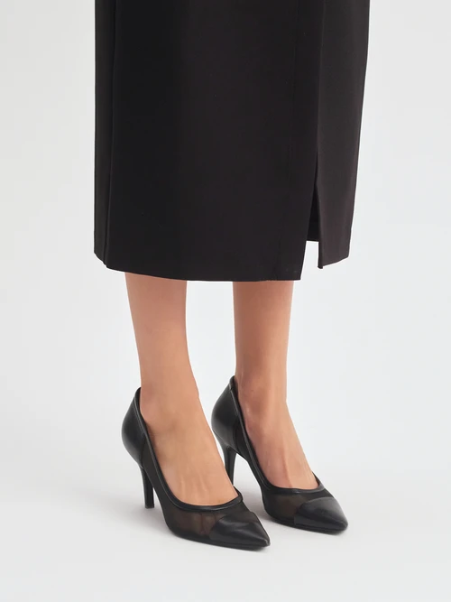 Czarne czółenka damskie z siateczką