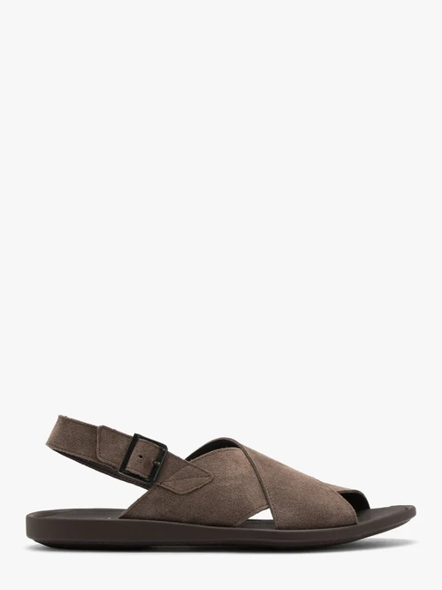 Szaro-brązowe sandały z zapięciem na klamrę