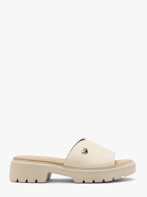 Kremowe klapki damskie z platformą