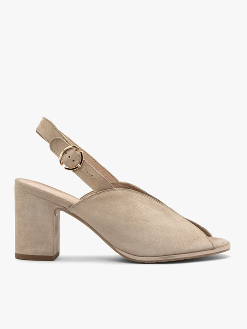 Beżowe sandały damskie na obcasie