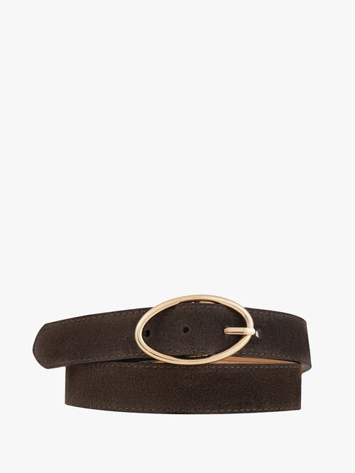 Brązowy pasek ze skóry welurowej