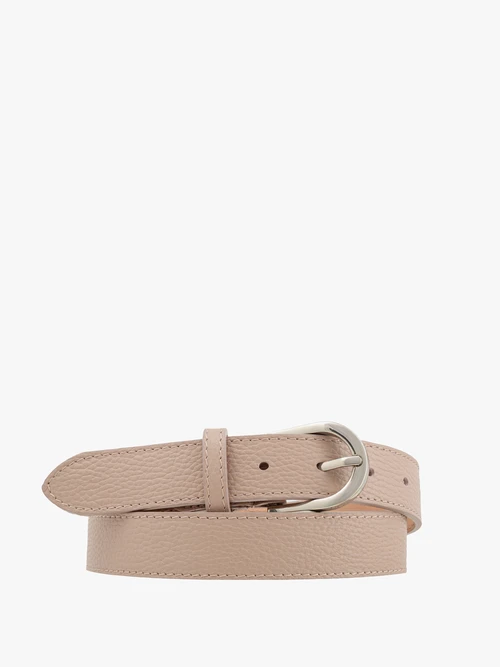 Beżowy pasek damski ze srebrną klamrą