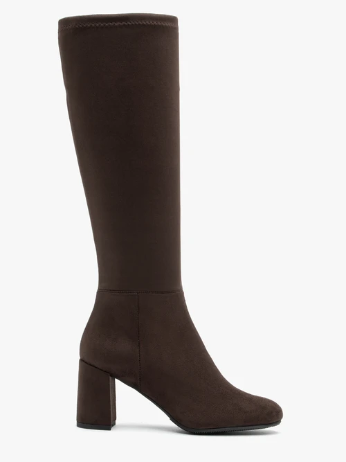 Brązowe elastyczne kozaki na słupku