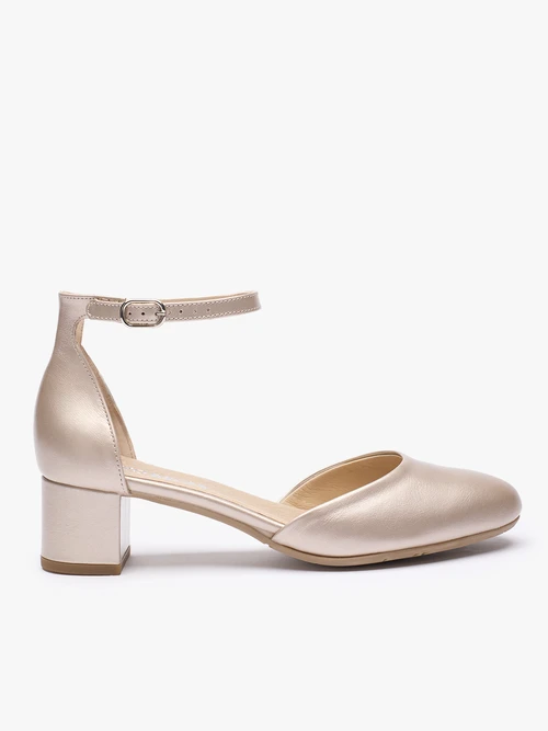 Platynowe ślubne czółenka ze skóry licowej