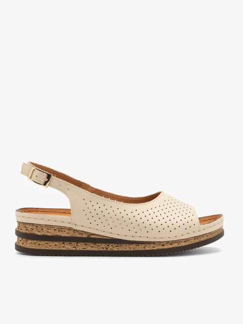 Kremowe sandały damskie z platformą