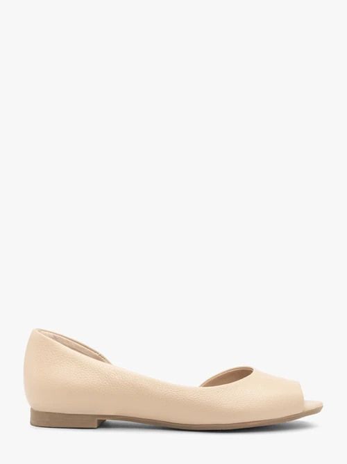 Beżowe baleriny damskie z odkrytymi palcami