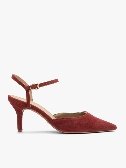 Bordowe czółenka slingback bez pięty