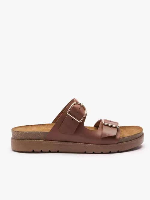 Brązowe klapki z dwoma paskami