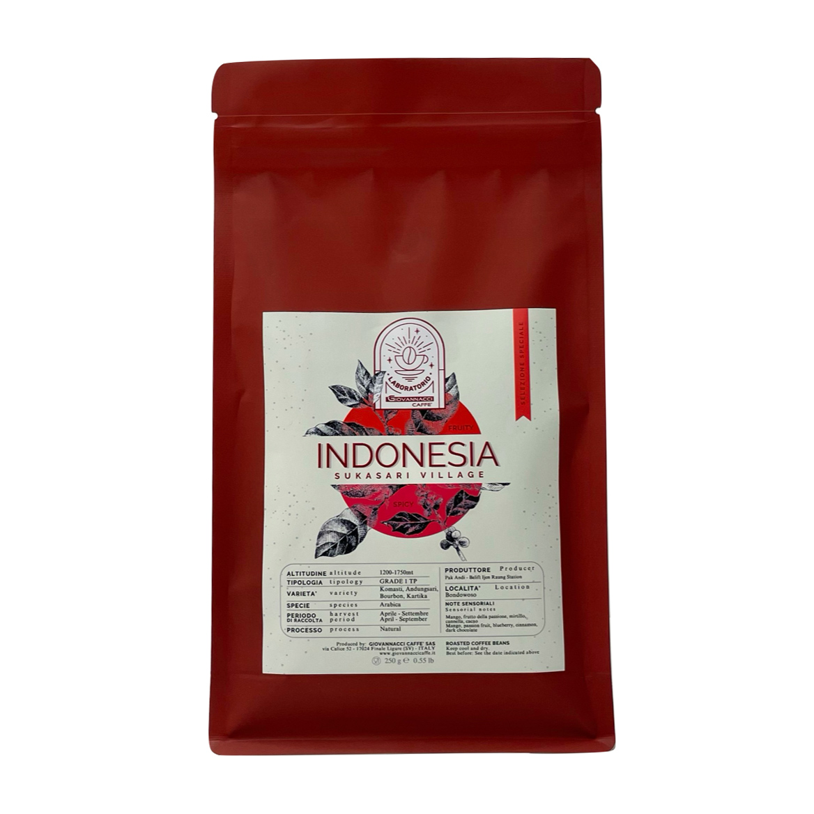 Giovannacci Caffè - kawa ziarnista Indonezja Sukasari Village Filter 250 g