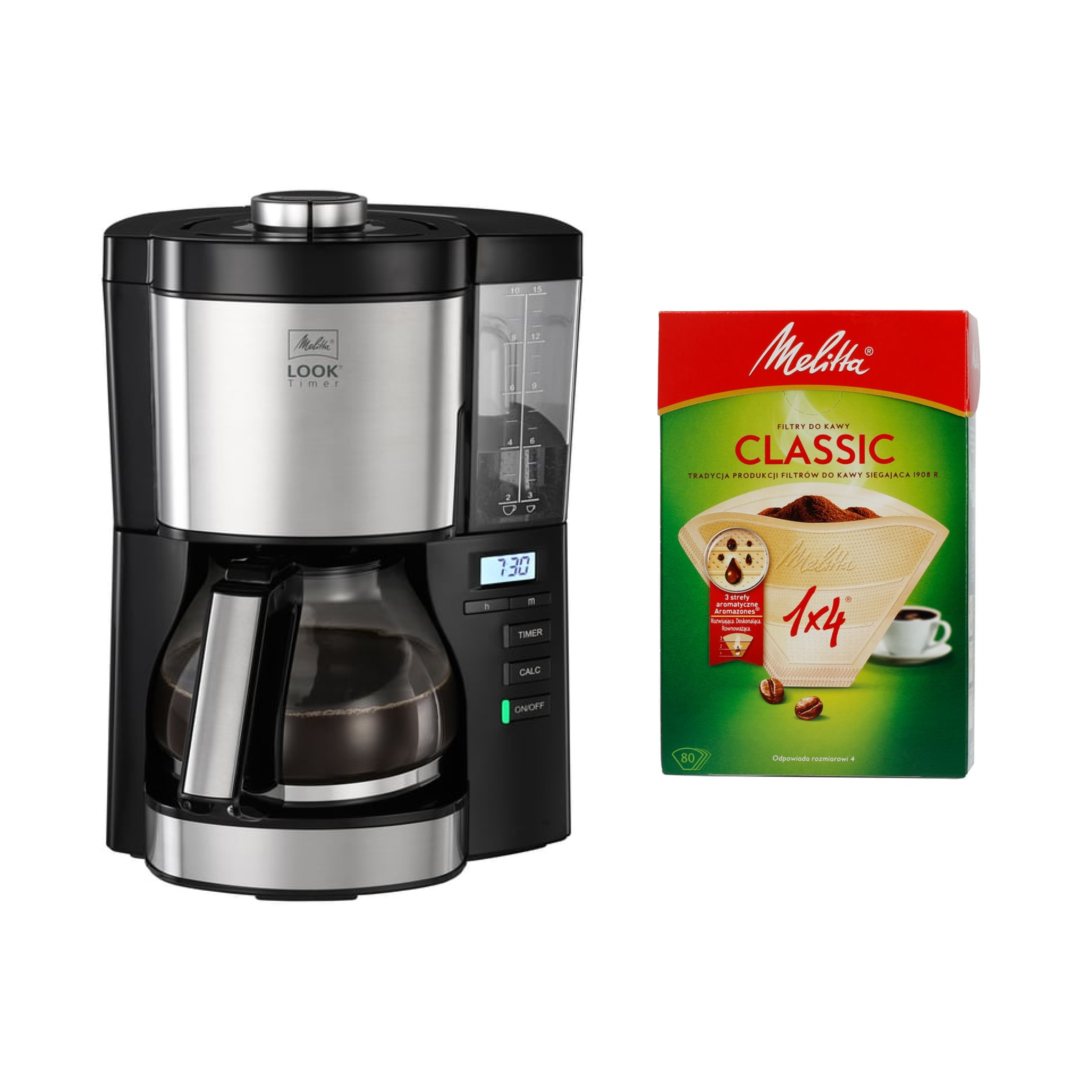 Zestaw ekspres Melitta® Look® V Timer czarny 1025-08 + filtry