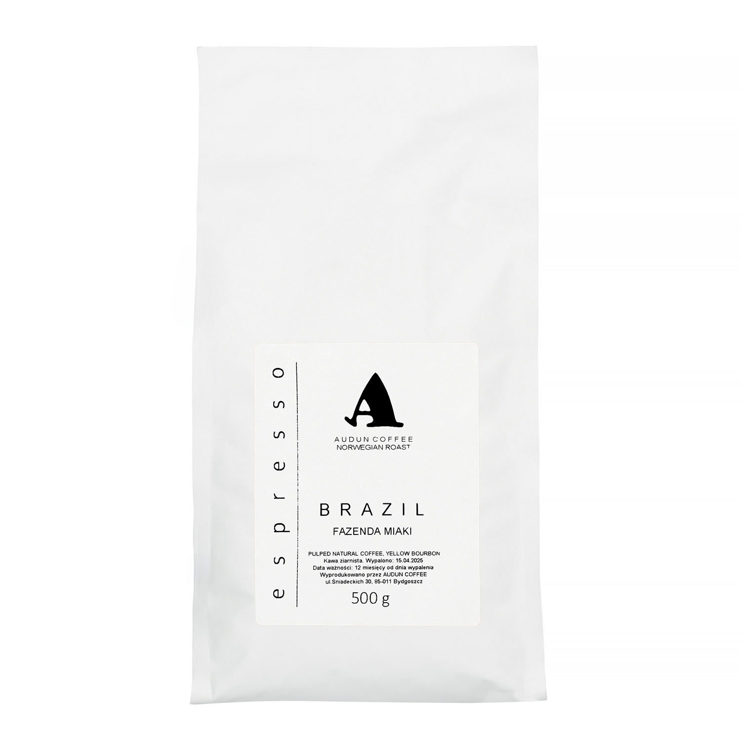 Audun Coffee - kawa ziarnista Brazylia Fazenda Rainha Miaki Espresso 500 g
