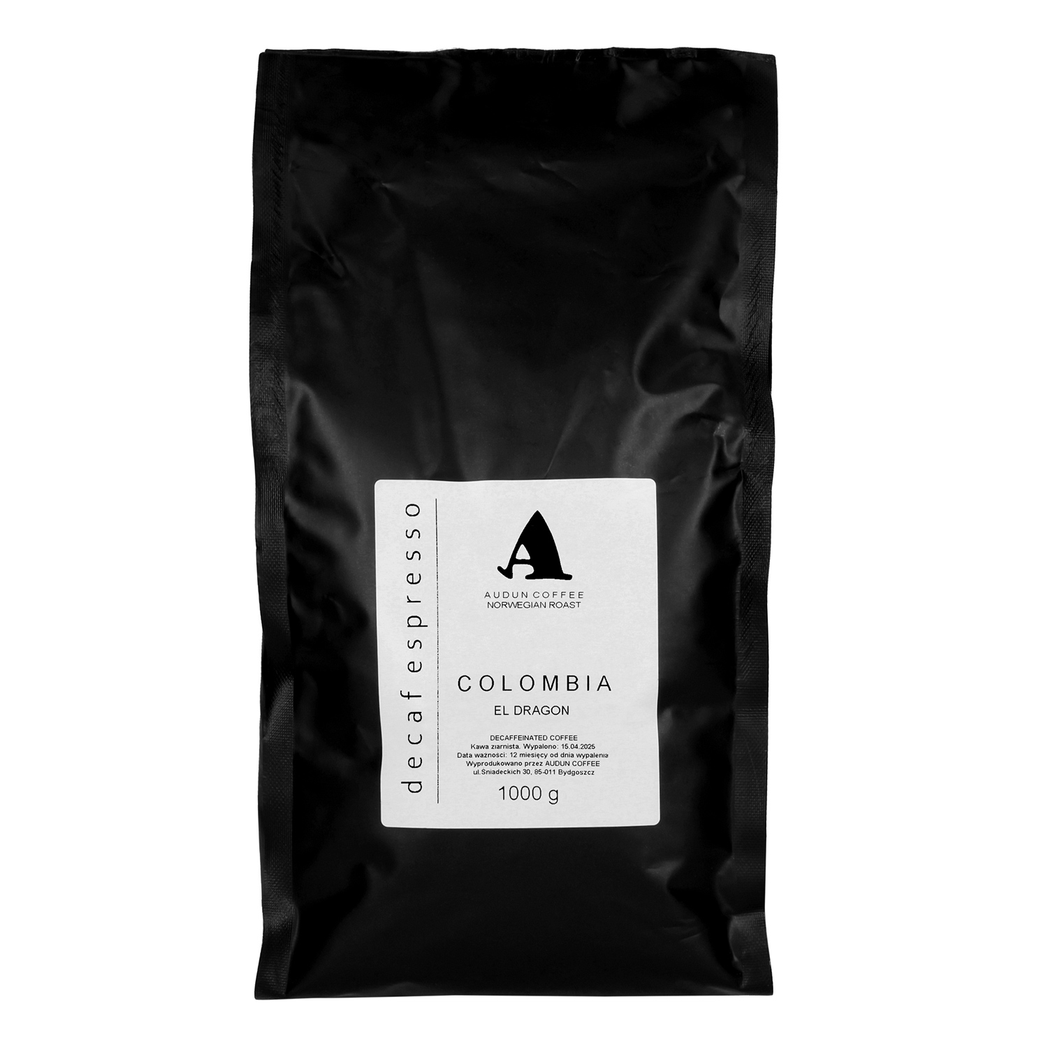Audun Coffee - kawa ziarnista bezkofeinowa Kolumbia El Dragon Washed Espresso 1 kg