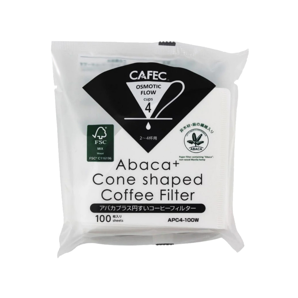 Cafec - Filtry Abaca+ Białe Cup4 100 sztuk