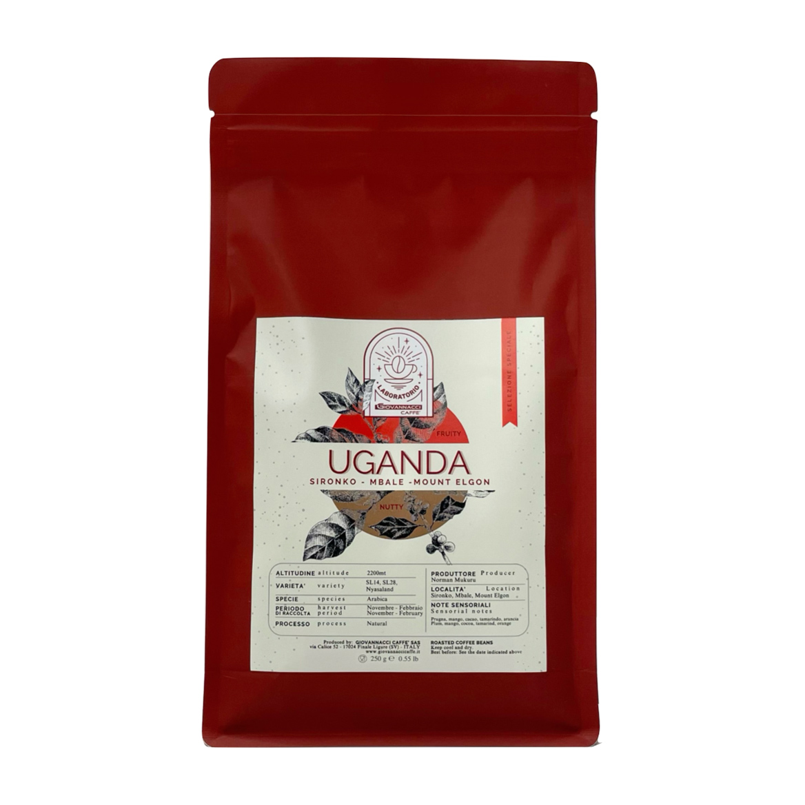 Giovannacci Caffè - kawa ziarnista Uganda Sironko Natural Filter 250 g