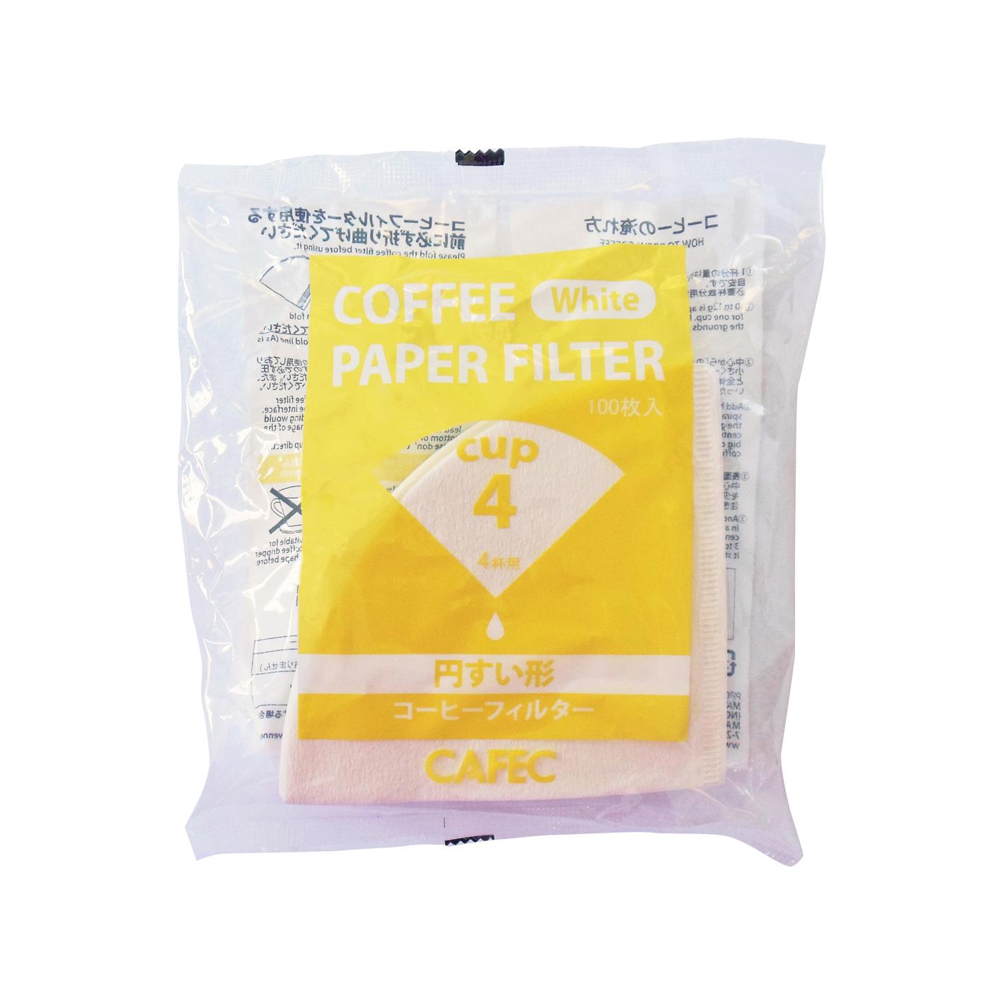 Cafec - Filtry Tradycyjne Białe Cup4 100 sztuk