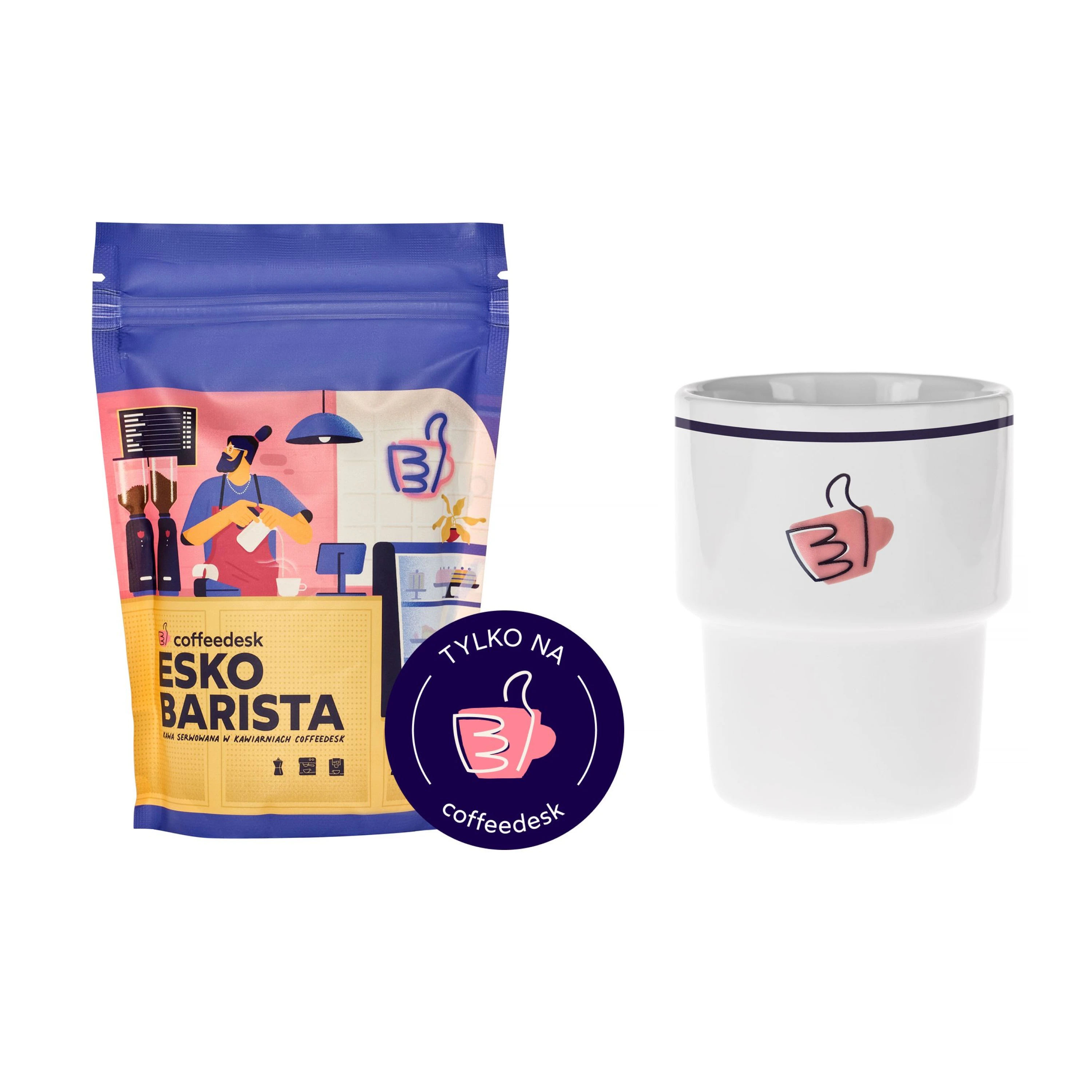 Zestaw kawa Coffeedesk Esko Barista 250 g + kubek Coffeedesk