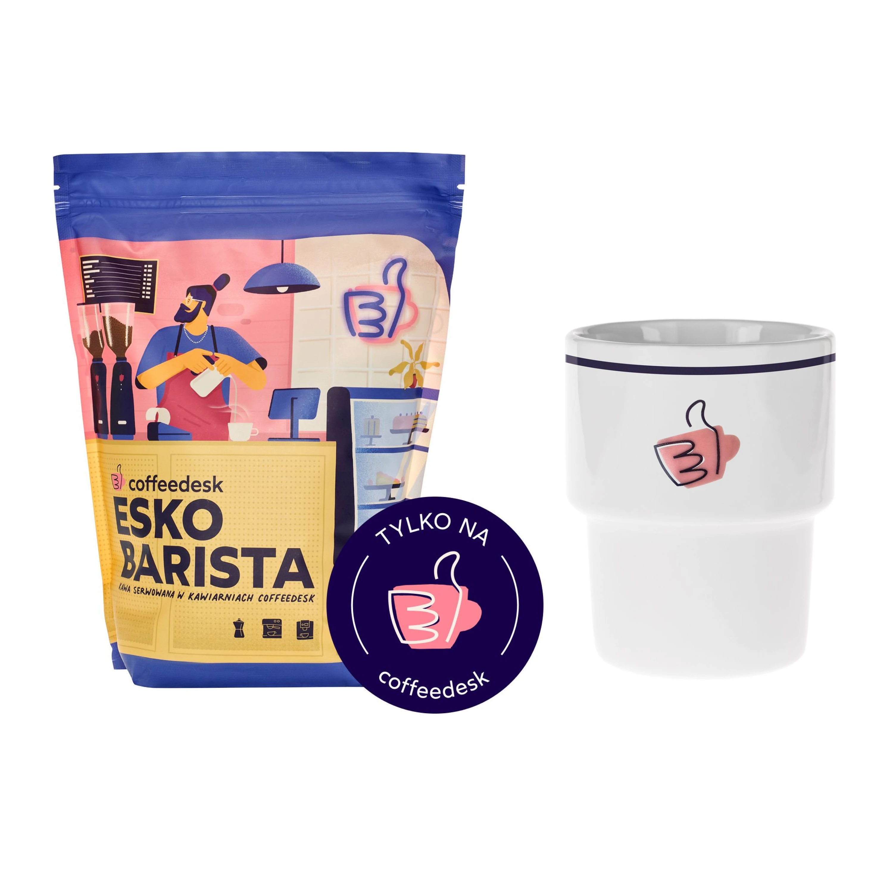 Zestaw kawa Coffeedesk Esko Barista 1 kg + kubek Coffeedesk