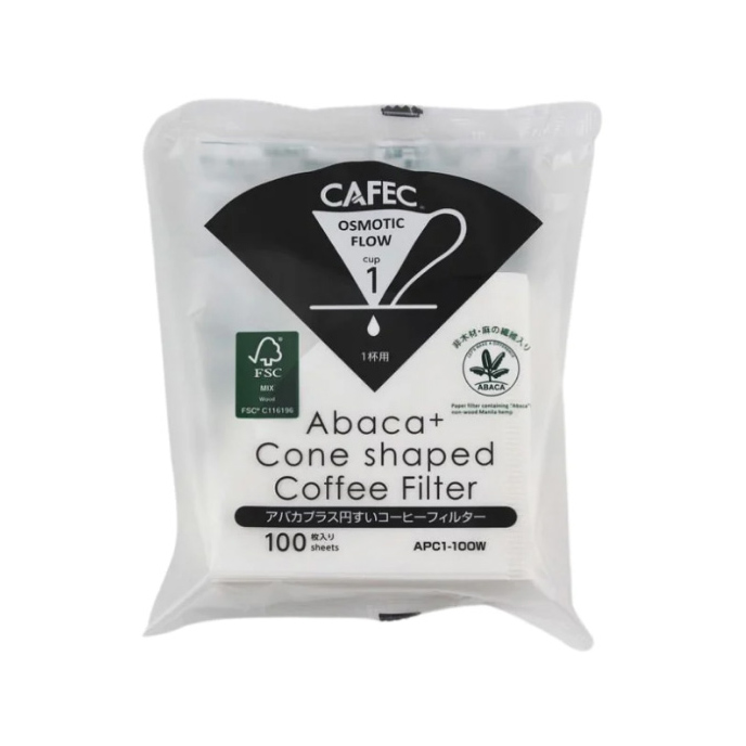 Cafec - Filtry Abaca+ Białe Cup1 100 sztuk