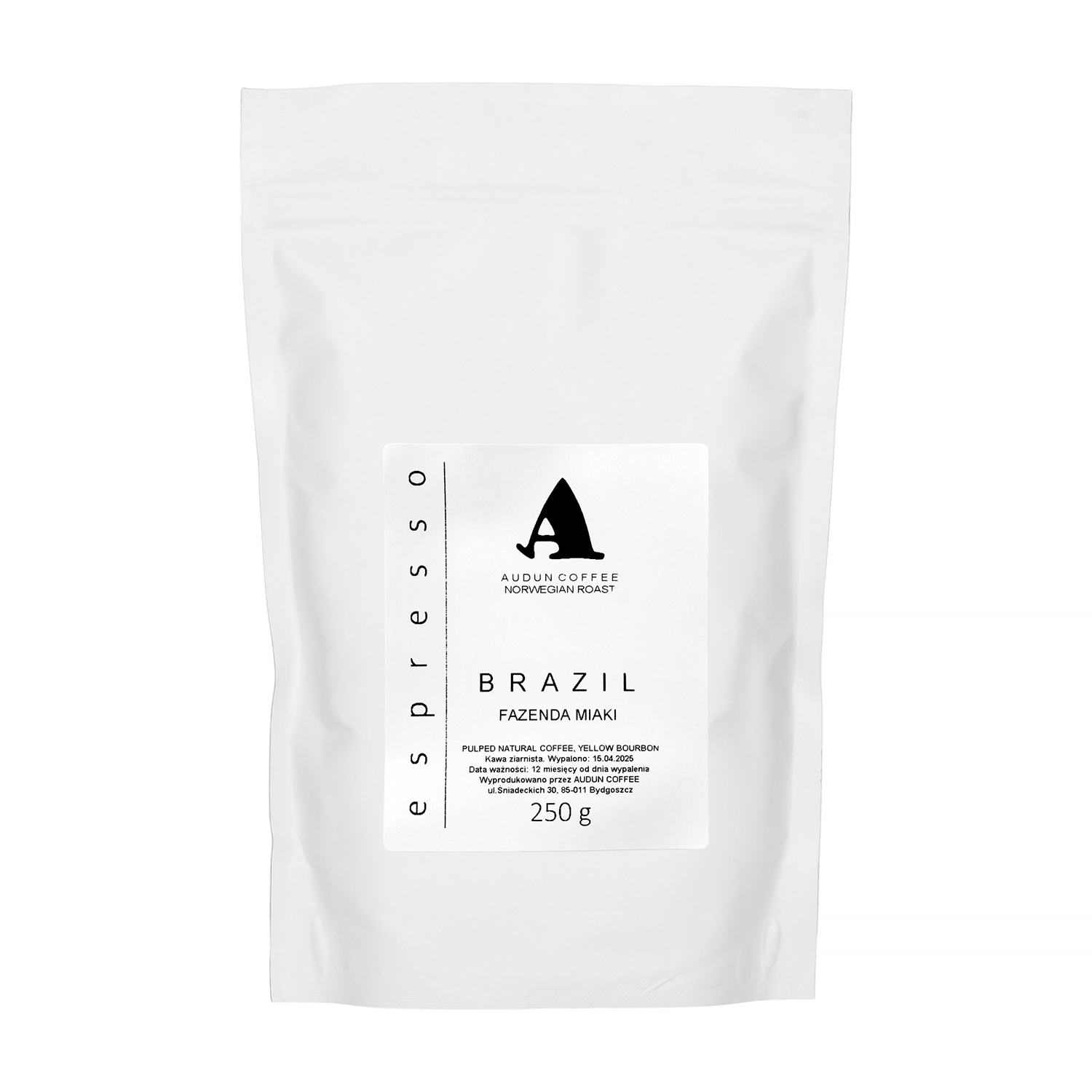 Audun Coffee - kawa ziarnista Brazylia Fazenda Rainha Miaki Espresso 250 g