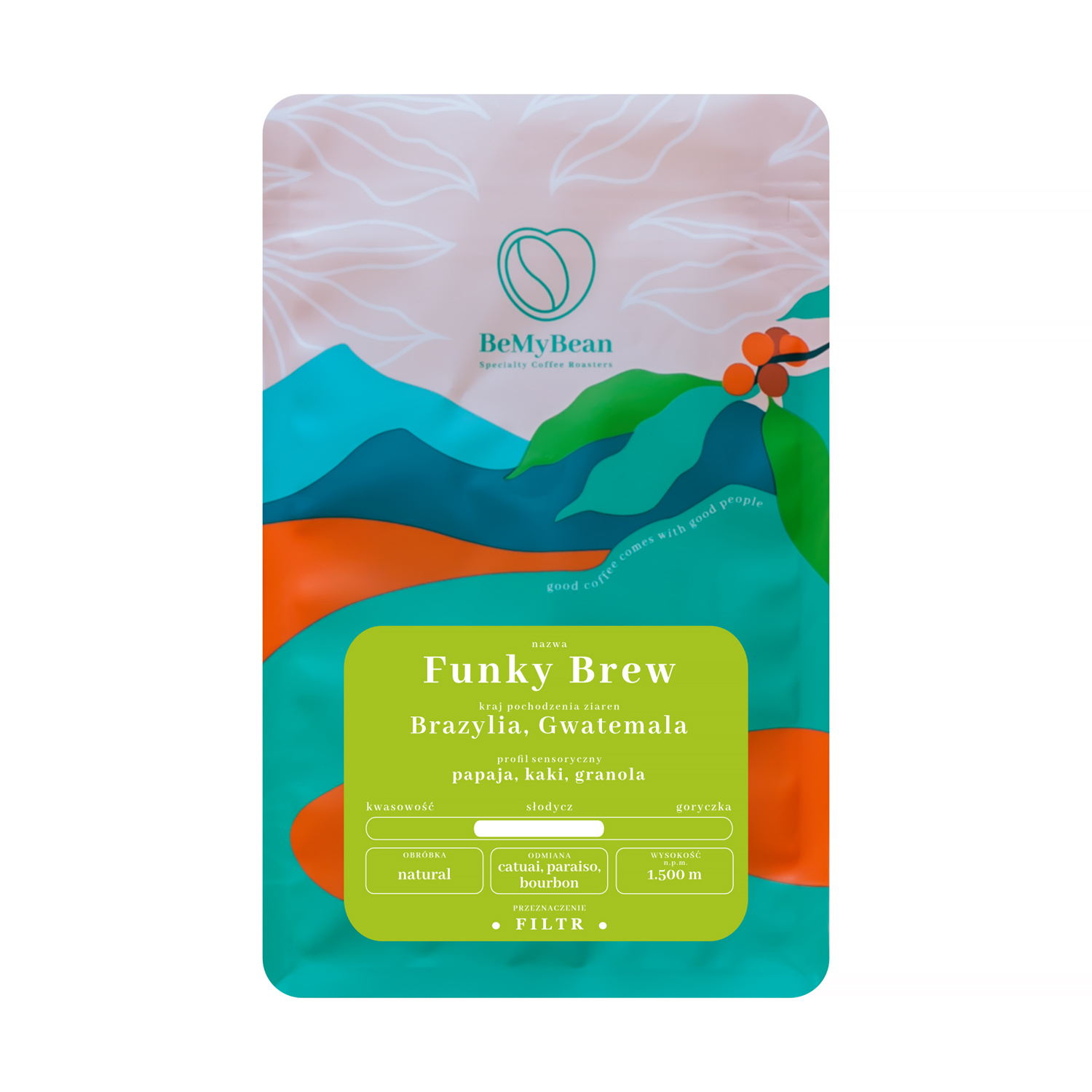 BeMyBean - kawa ziarnista Funky Brew Natural Filter 250 g
