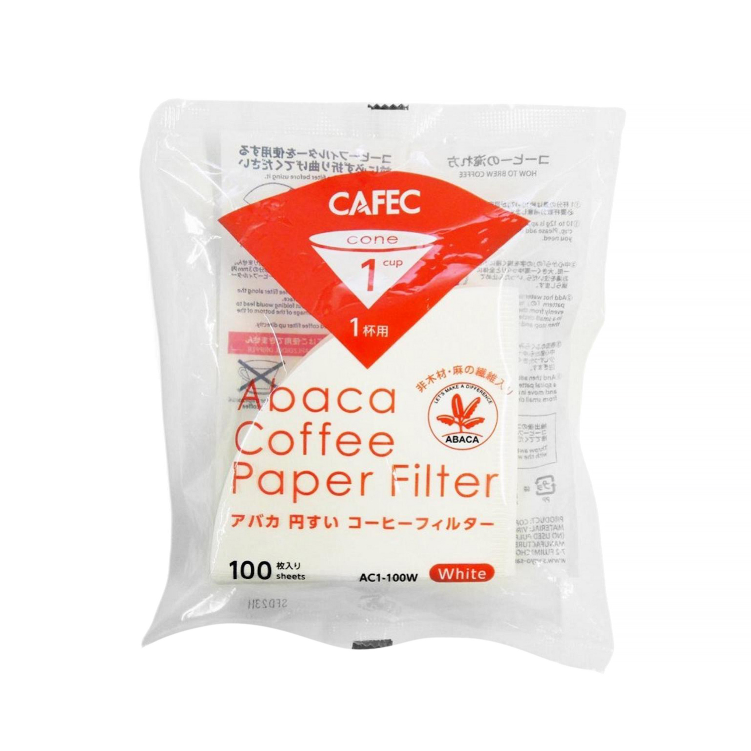 Cafec - Filtry Abaca Białe Cup1 100 sztuk