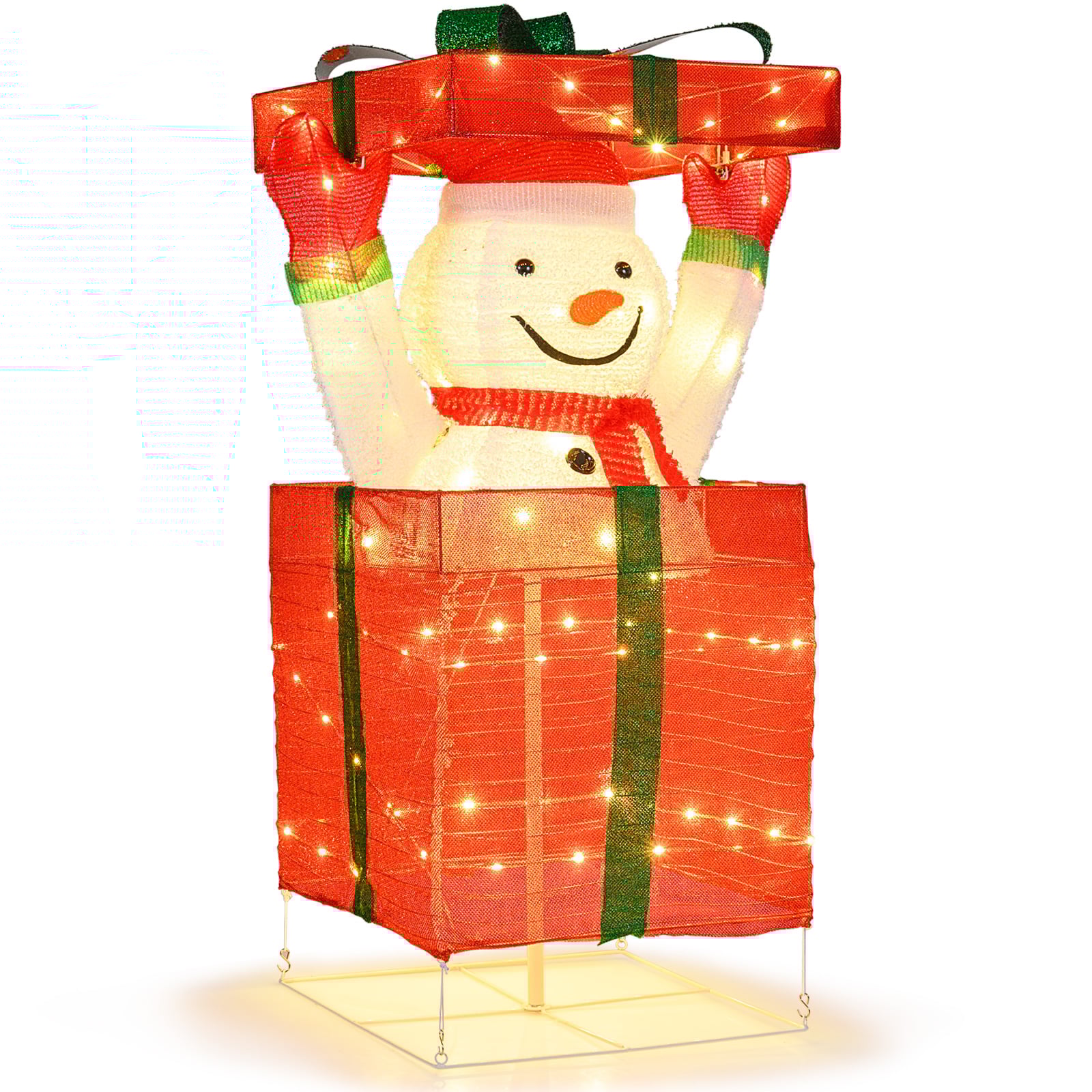 Podświetlana dekoracja świąteczna - Bałwanek w prezencie