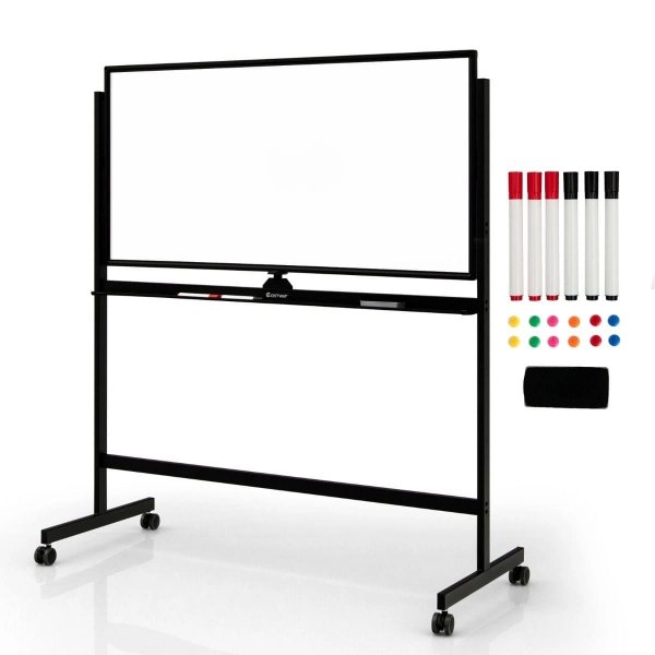 Dwustronna tablica magnetyczna z akcesoriami 120x60 cm czarna