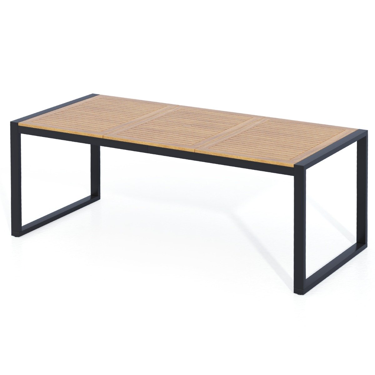 Industrialny stół ogrodowy z otworem na parasol