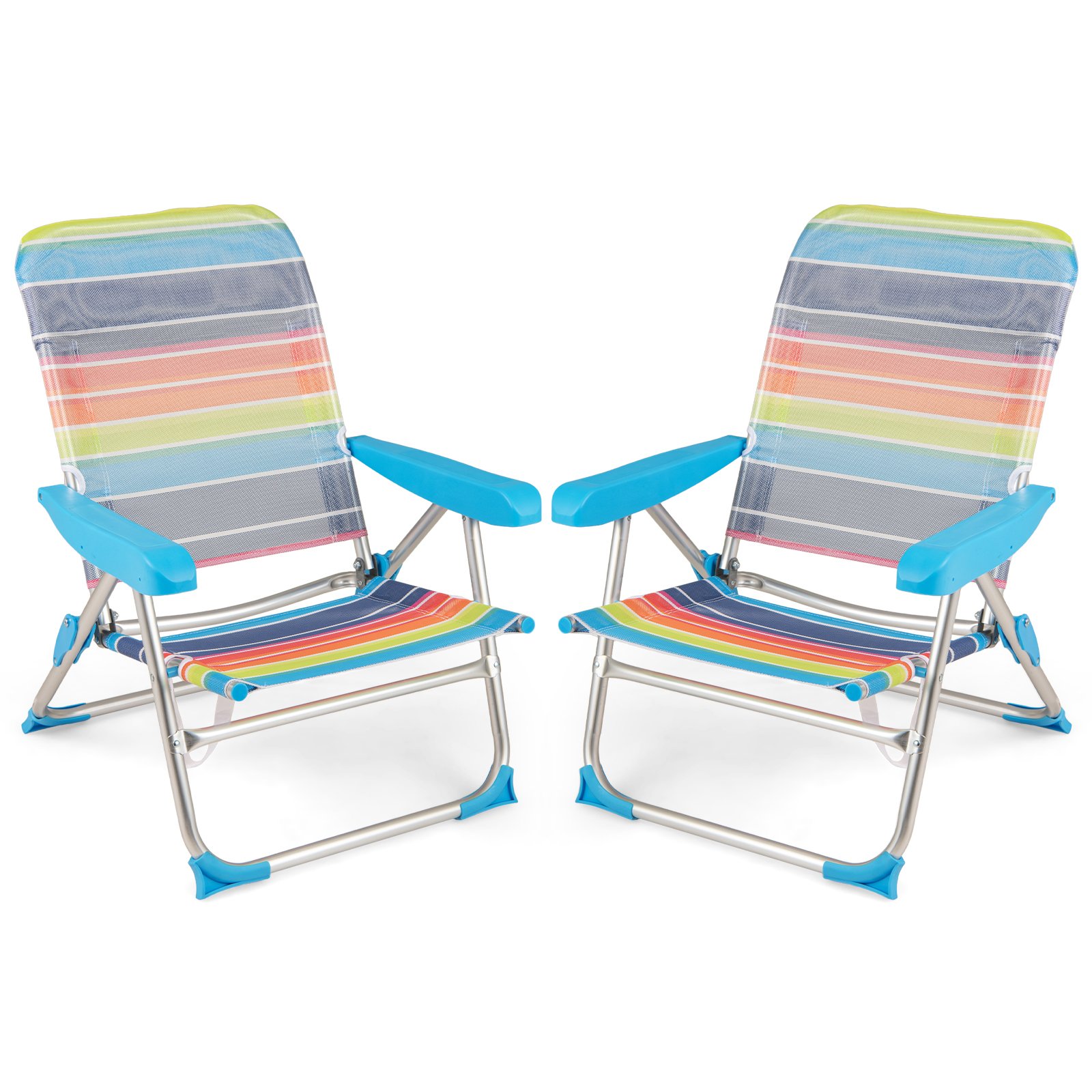 Krzesło turystyczne z regulacją oparcia tęczowe 2 szt