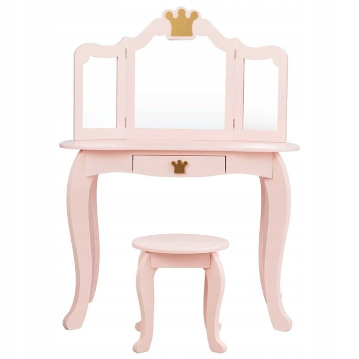 Toaletka kosmetyczna biurko dziecięce z lustrem i taboretem