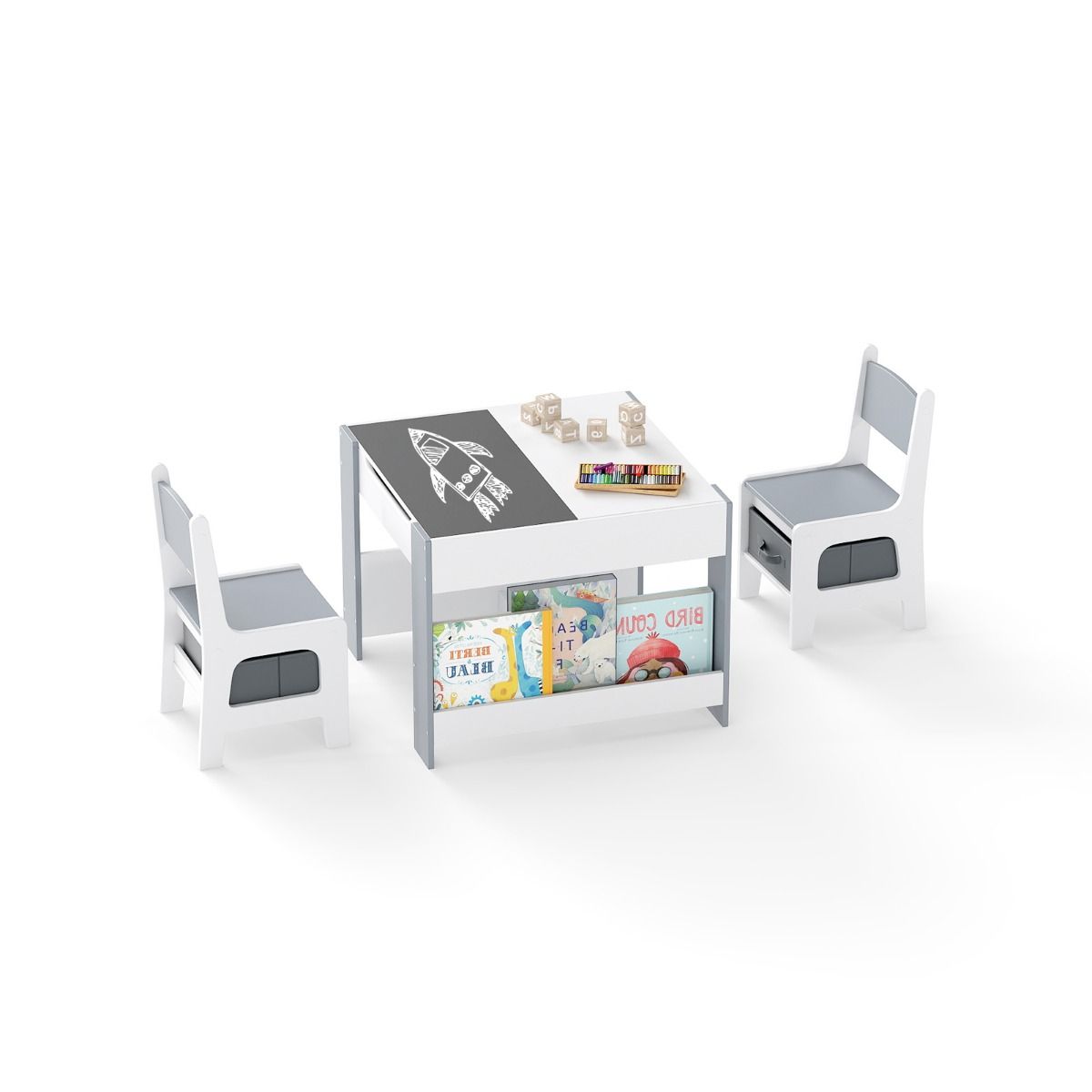 Stolik i 2 krzesełka dla dzieci z tablicą do rysowania