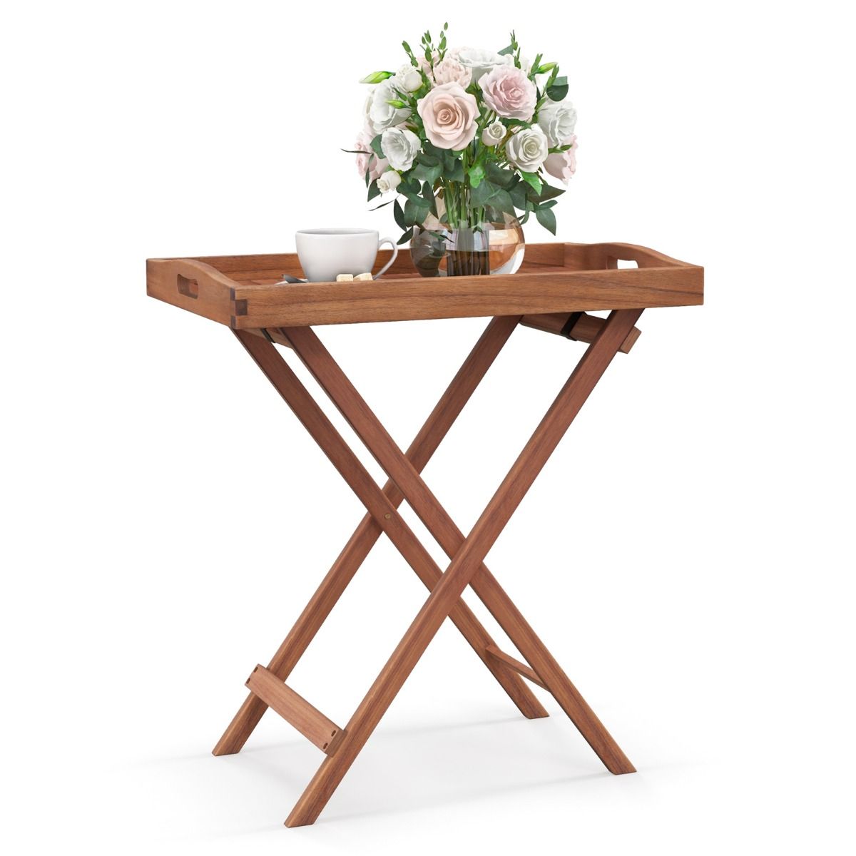 Drewniany składany stolik tacka