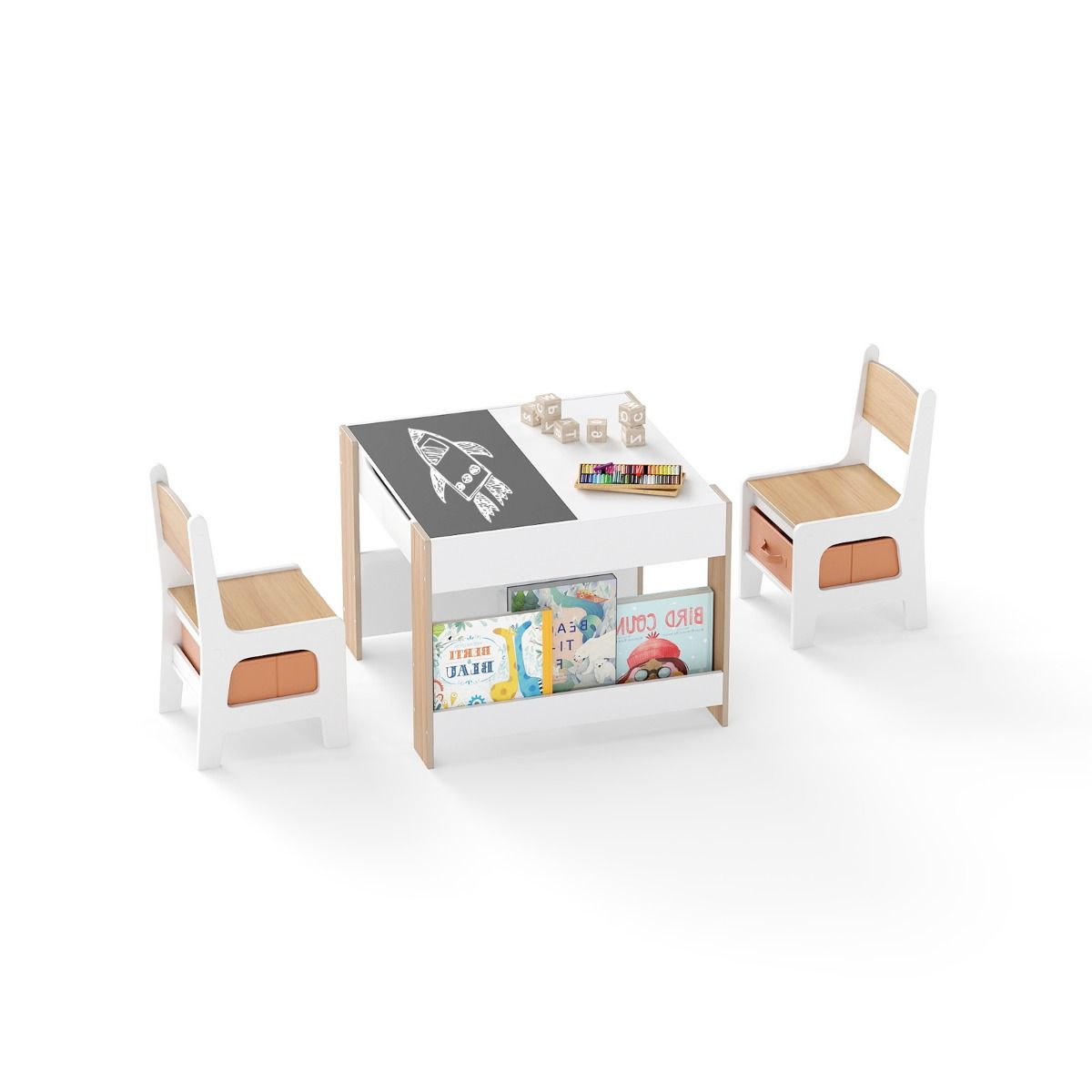 Stolik i 2 krzesełka dla dzieci z tablicą do rysowania