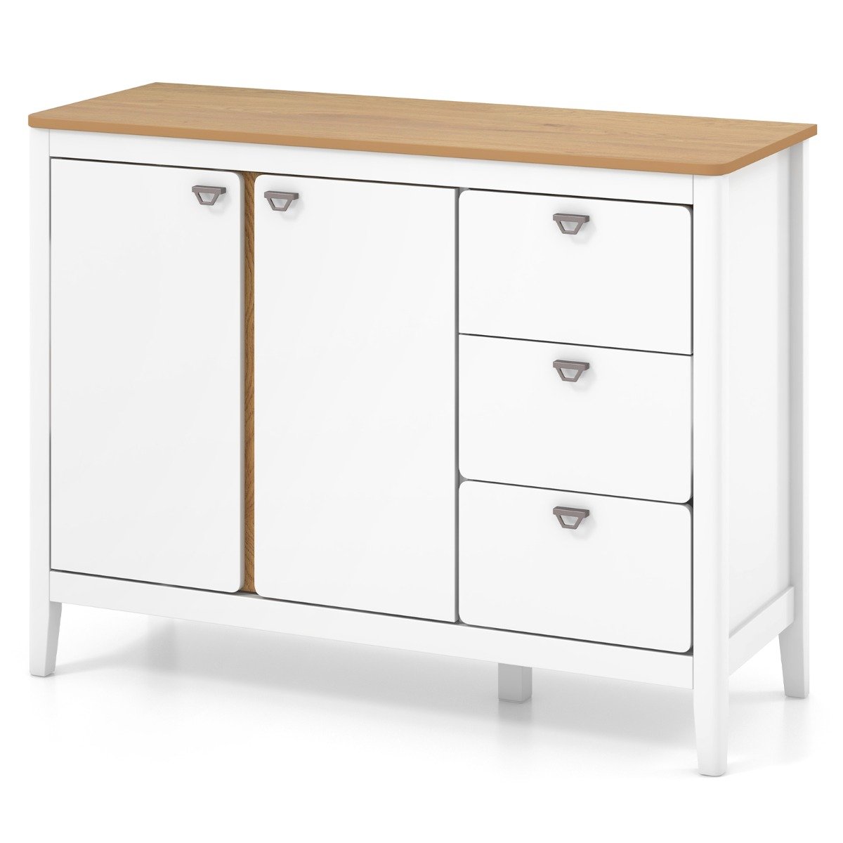 Drewniana szafka kuchenna stojąca biała