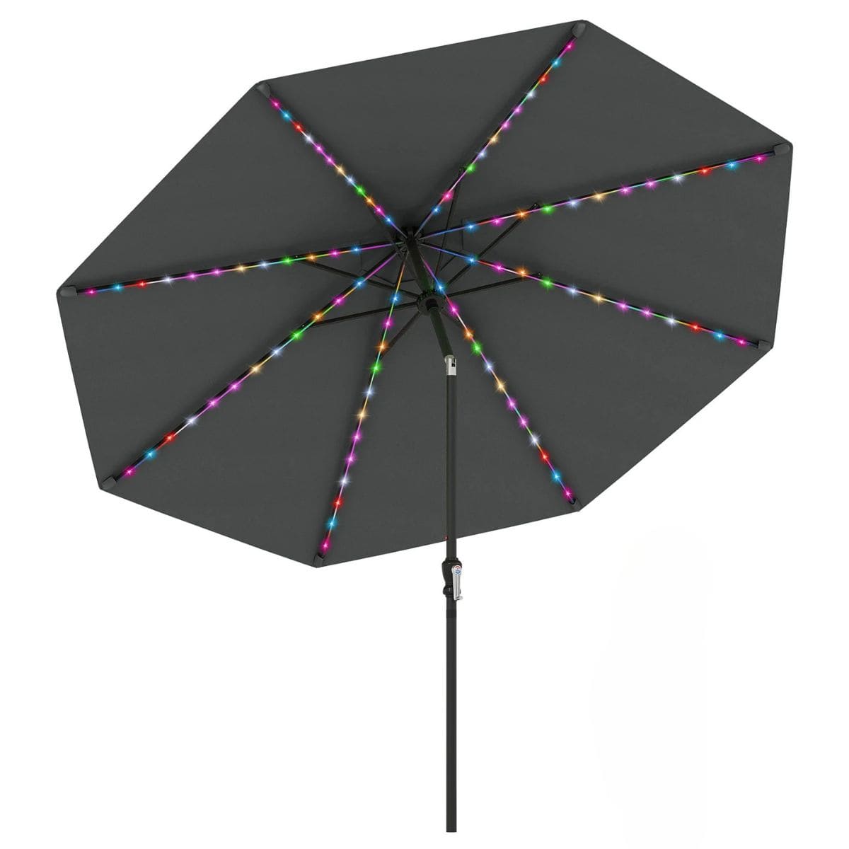 Parasol ogrodowy z korbką i kolorowymi diodami LED