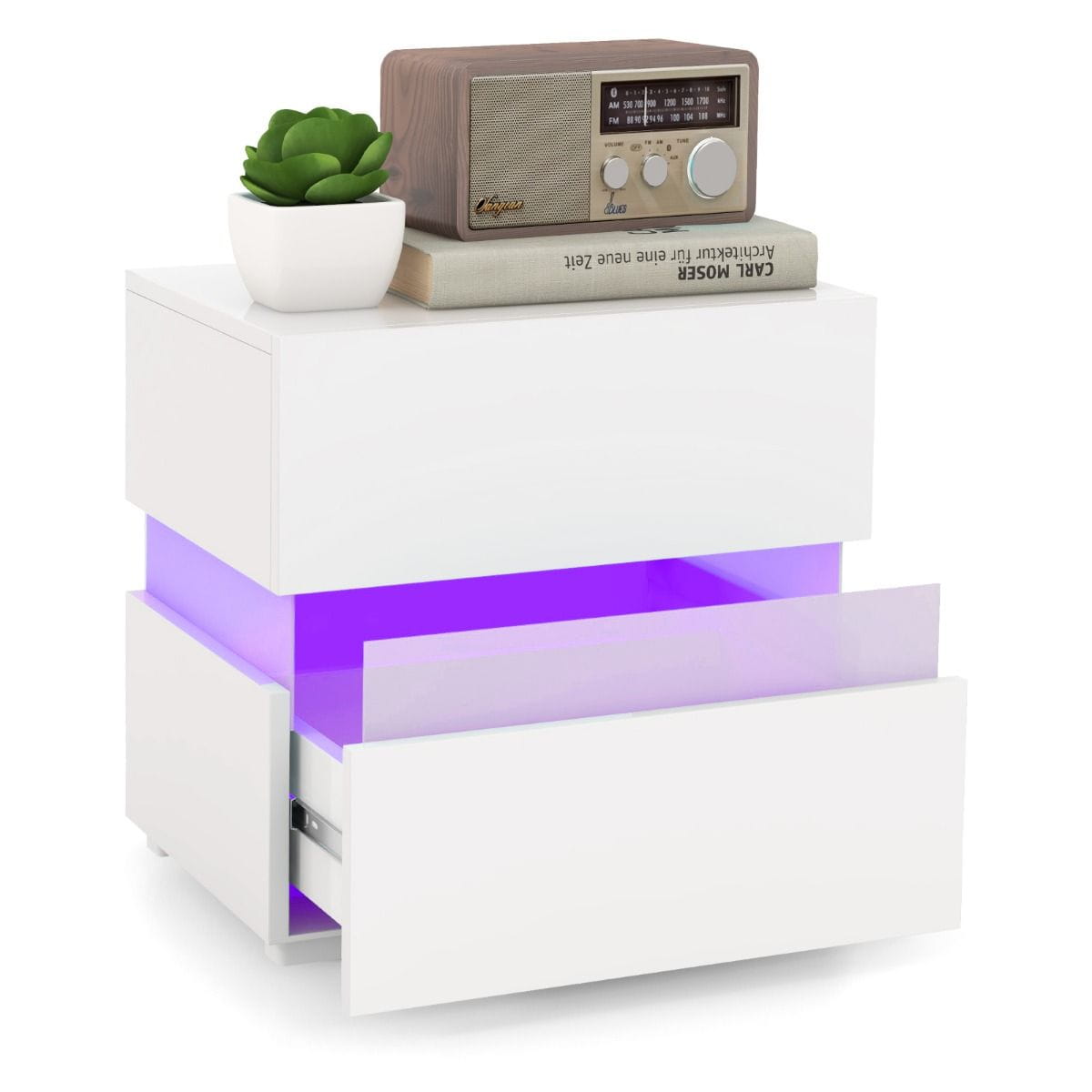 Szafka nocna z panelem LED biała