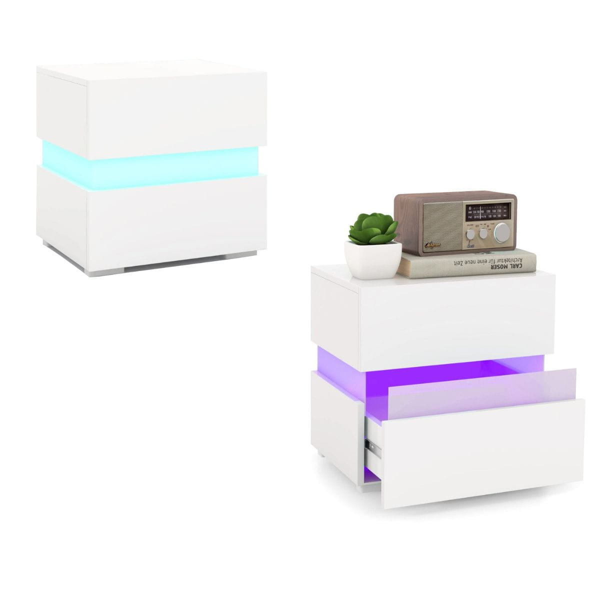 Szafka nocna z podświetleniem LED 2 szt biała