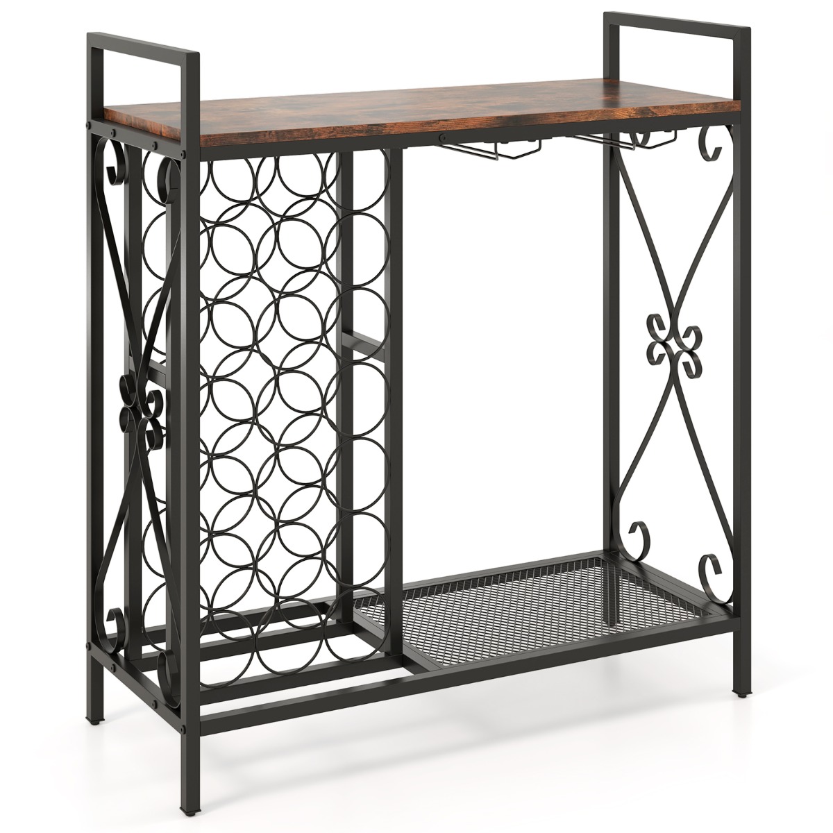 Regał na kieliszki i butelki do kuchni w stylu rustykalnym