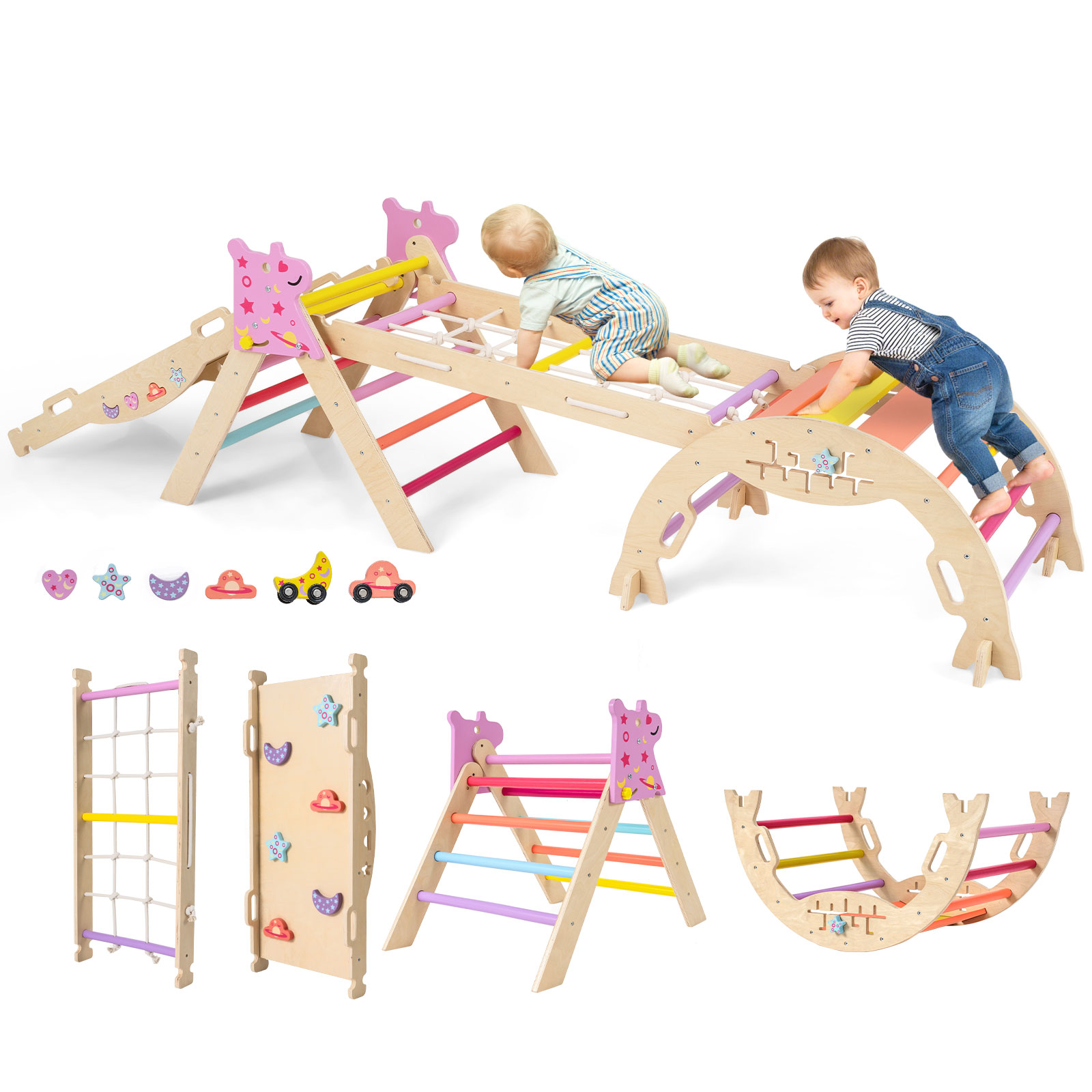 Zestaw drabinek ze zjeżdżalnią i ścianką wspinaczkową