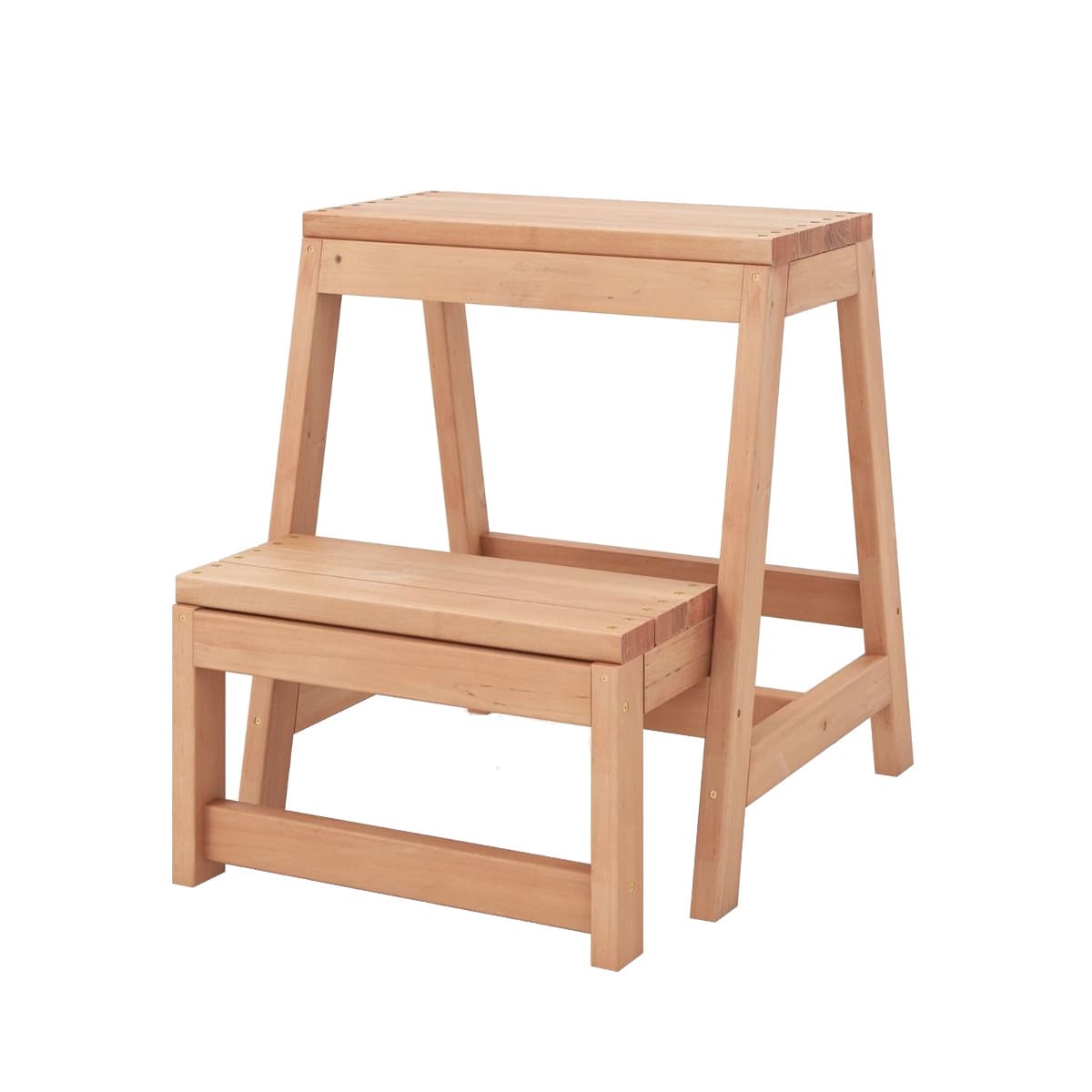 Drewniany taboret ze schodkiem składany